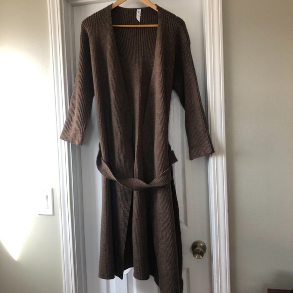 AMADI Anthropologie Long Sweater Cardigan Duster Rib Knit Brown size S - Picture 5 of 13